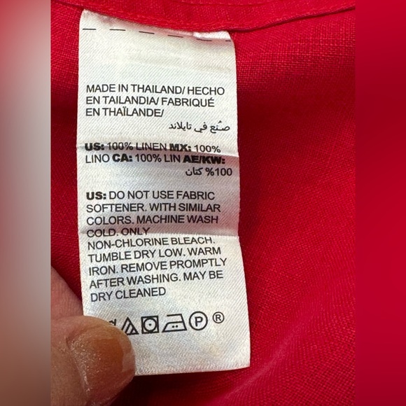 Chico's Raspberry Red Linen Blouse - Picture 6 of 7